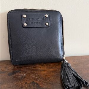 Kate Spade Black Leather Zip Wallet